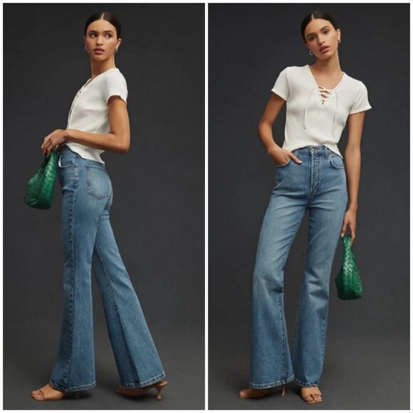 💕FAVORITE DAUGHTER💕 Valentina Flare Jeans ~ Super High Rise Studio Blue 25 NWT - Picture 6 of 16